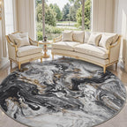 6x6 Round Area Rugs for Living Room, Modern Abstract Rug for Bedroom, - Image 4