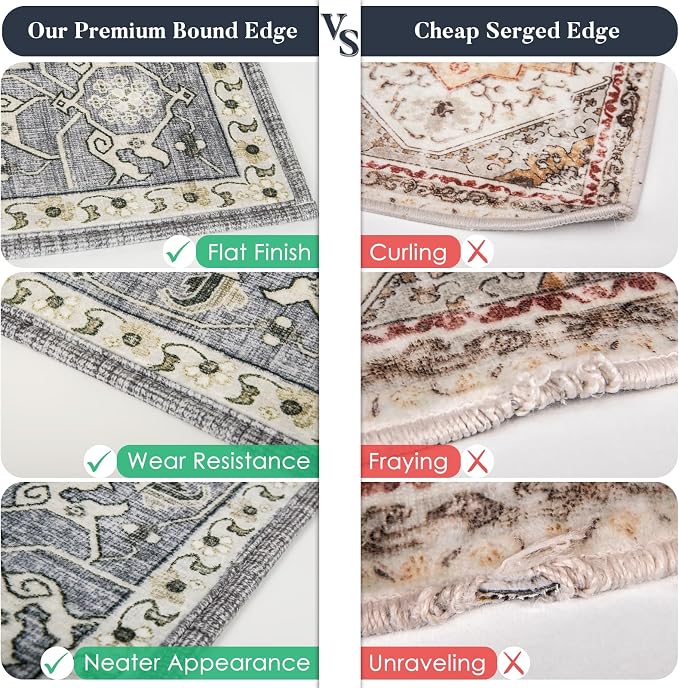 PURRUGS Vintage Farmhouse Boho Area Rug 5x7 ft, Non-Slip Machine Washable Rug - Image 8