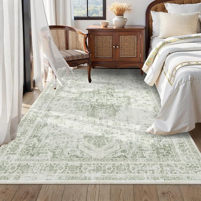 5x7 Vintage Washable Area Rugs Boho Medallion Large Distressed Retro Accent - Image 2