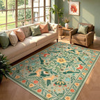 Moynesa Living Room Rug 5x7, Washable Modern Farmhouse Green Area Rugs - Image 2