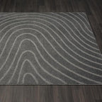 LUXE WEAVERS Modern Geometric Wave Anthracite 2x8 Area Rug - Image 4