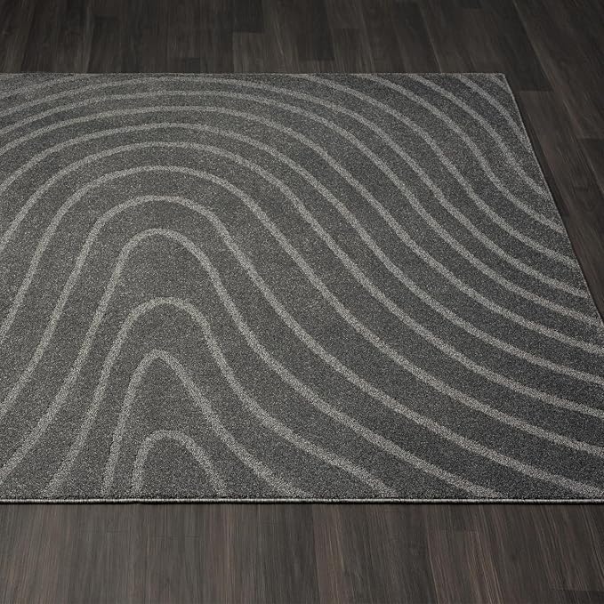 LUXE WEAVERS Modern Geometric Wave Anthracite 2x8 Area Rug - Image 4