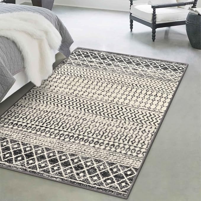 Boho Rugs for Living Room, 4x6 Moroccan Vintage Non-Slip Large Area Rug - Image 2