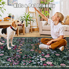 Area Rugs 9x12 Living Room: Floral Washable Rug Vintage Large Soft Boho - Image 7