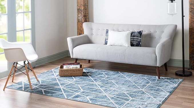 Rugs.com Lattice Trellis Collection Rug – 10' x 14' Blue Low-Pile Rug Perfect - Image 4