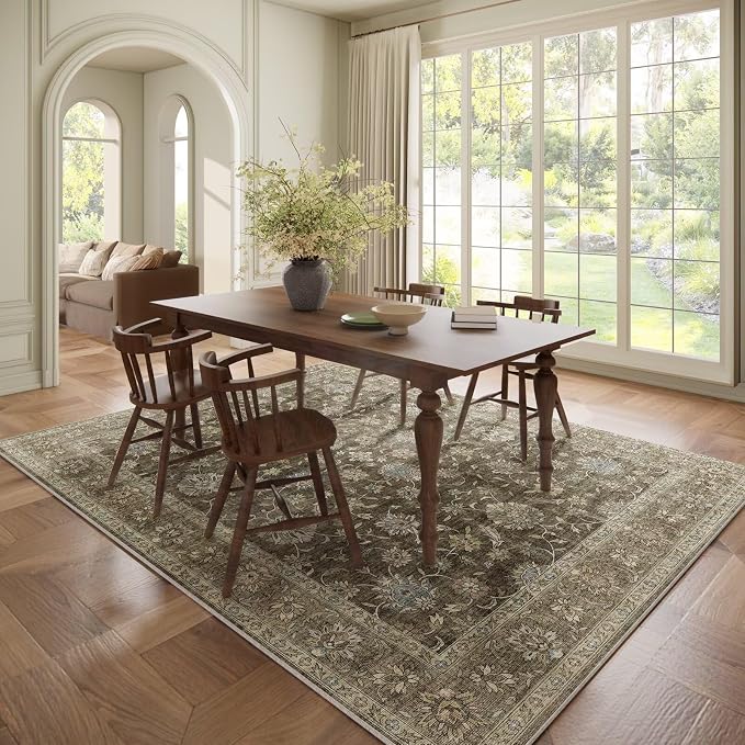 Washable 6x9 Area Rugs for Living Room, Boho Non-Slip Vintage Distress Large - Image 3