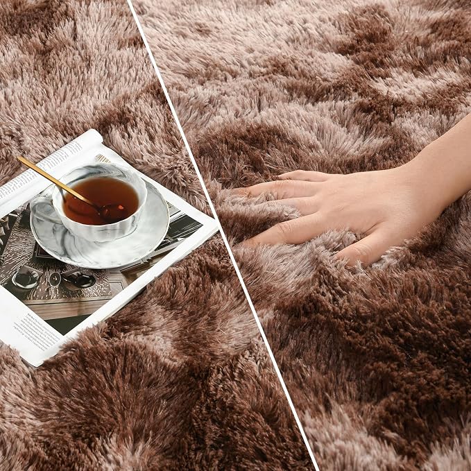 Shag Area Rug, 4 X 6 Tie-Dyed Plush Fuzzy Rugs - Image 4