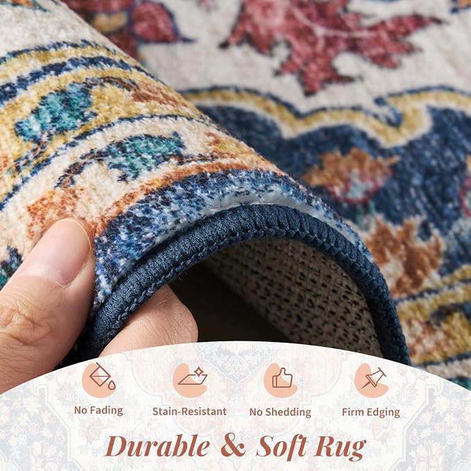 tchdio 3x5 Bedroom Area Rug, Non Slip Washable Entryway Rug Indoor, Soft Low - Image 2