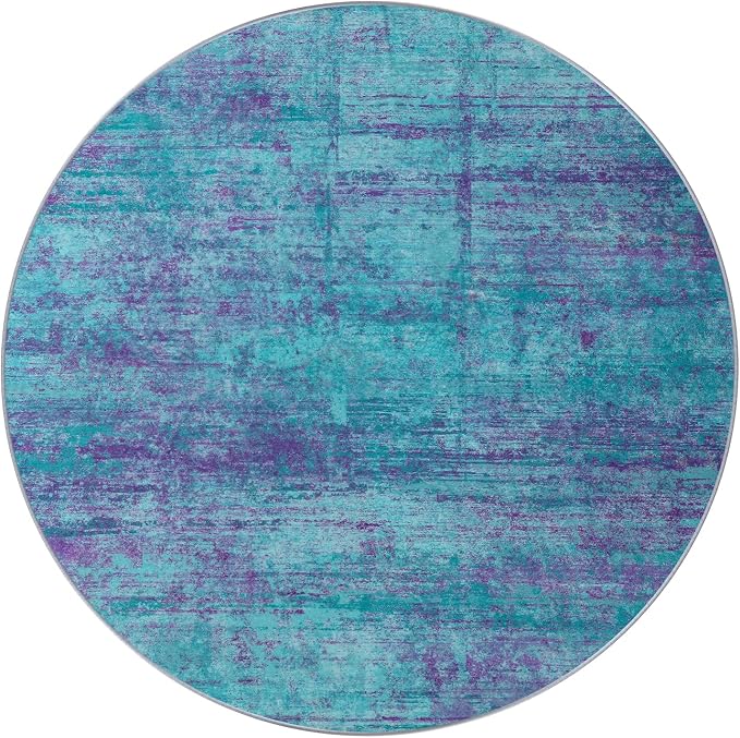 Round 6ft Abstract Rug, Modern Washable Indoor Circle Area Rugs - Image 4