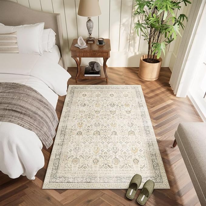 Washable 4x6 Rugs for Living Room, Boho Non-Slip Vintage Distress Small Rugs - Image 2