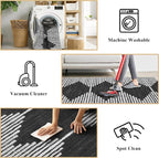 HelloTree Area Rug for Living Room 9x12 Washable Geometric Moroccan Rug Stripe - Image 8