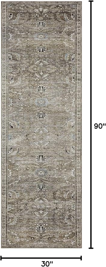 Loloi Layla Collection LAY-13 Antique/Moss 2'-6" x 7'-6" .13" Thick Runner Rug - Image 2