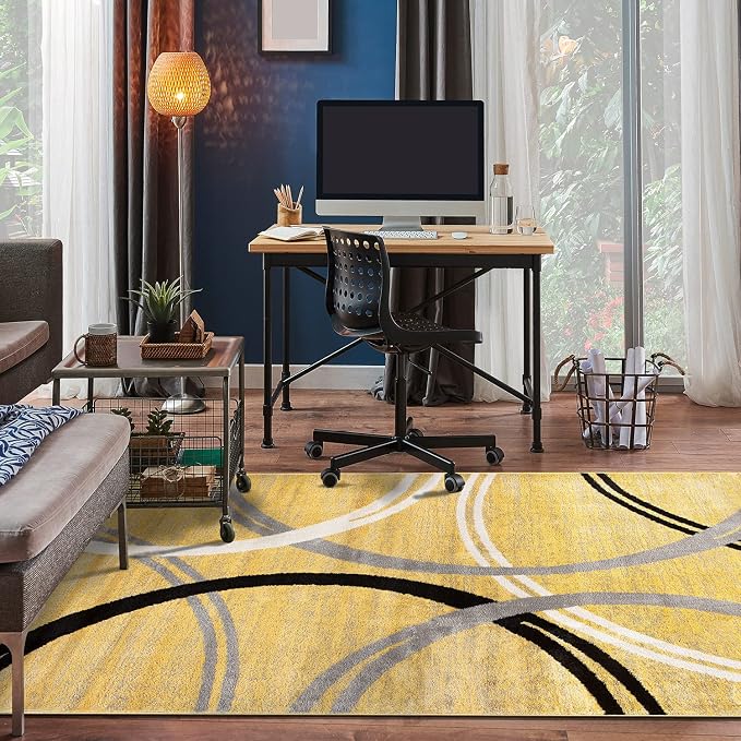 Rugshop Wavy Circles Design Area Rug, Carpet - Image 7