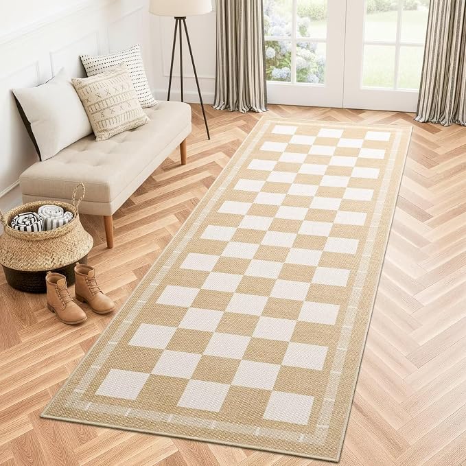 Vasofe 2x6 Runner Rug for Hallway, Washable Checkered Jute Rugs, Outdoor Indoor by VasofeSoftFluffyRugs