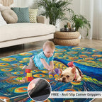 Peacock Area Rug 8x10-8x10 Rug, Wonderful Peacock Rugs - Image 5