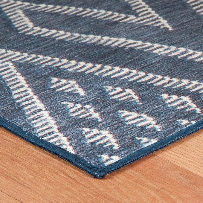 Dash & Albert Guthrie Navy Machine Washable Rug, Runner-2.5 X 8 Feet - Image 4