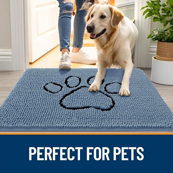 OLANLY Dog Door Mat for Muddy Paws 36x24, Paw Print Design, Absorbs Moisture - Image 6