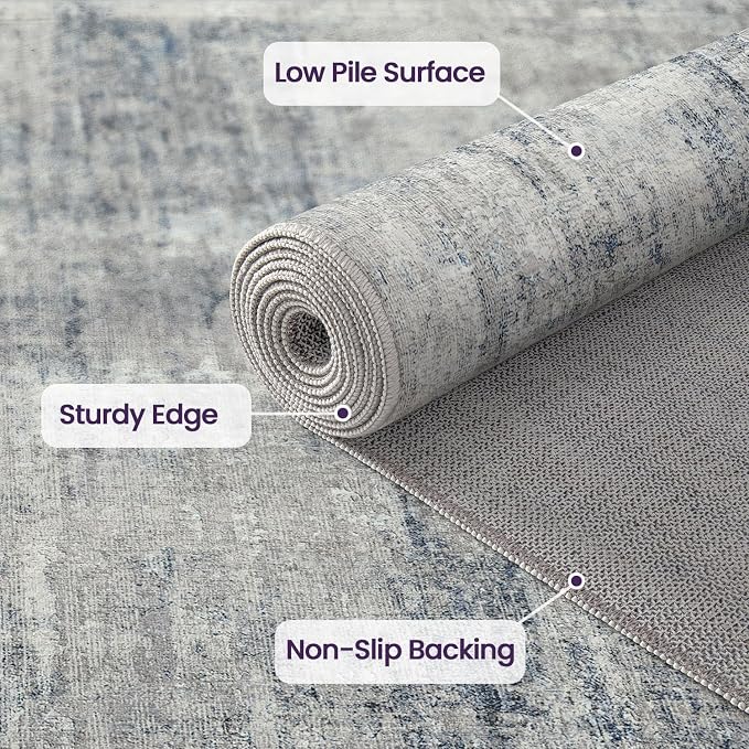DEXI 9x12 Area Rug for Living Room, Modern Abstract Thin Washable Rug Indoor - Image 7