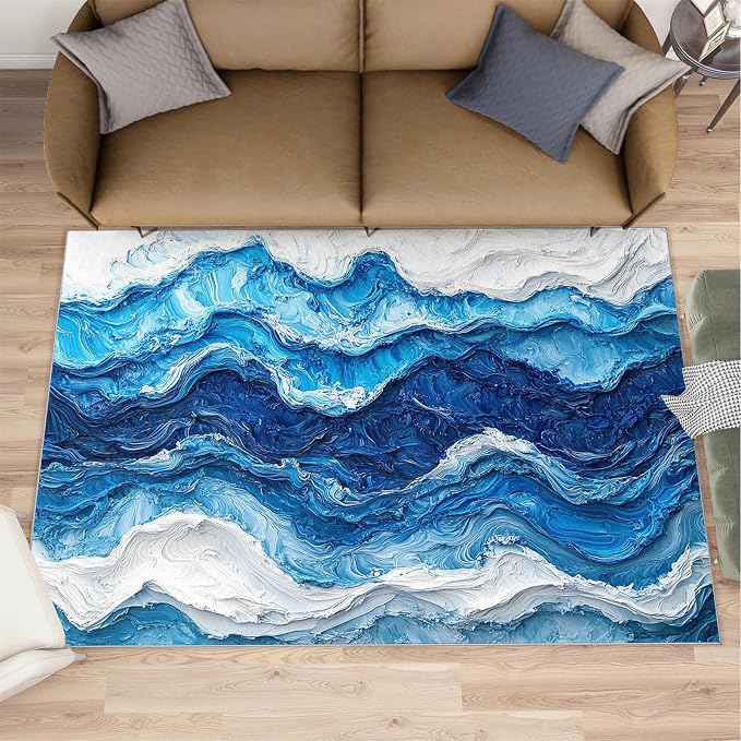 2x3 Ocean Waves Rugs for Entryway by Unknown