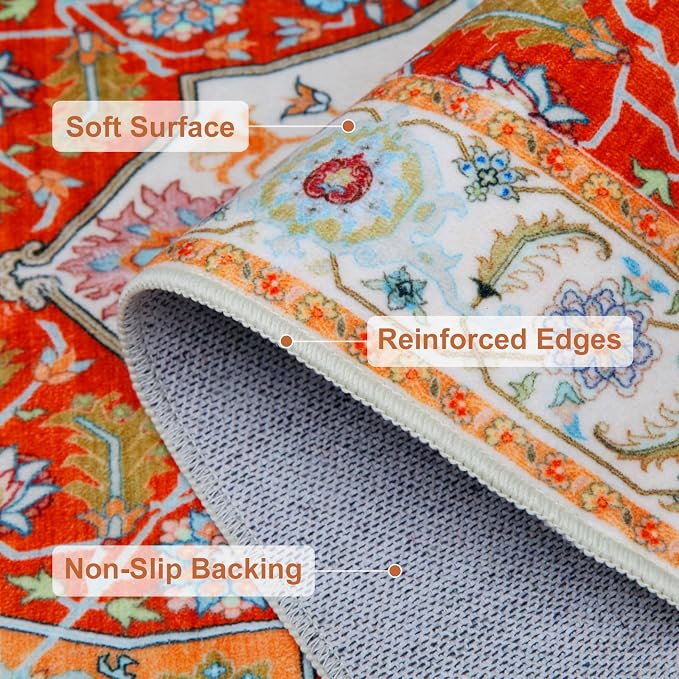 WILLSUN Washable Area Rugs, 6x9 Non-Slip Boho Large Area Rugs - Image 6