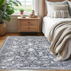 KILOCOCO Area Rug 4x6 Entryway Rug Washable Printed Vintage Floral Rubber - Image 3
