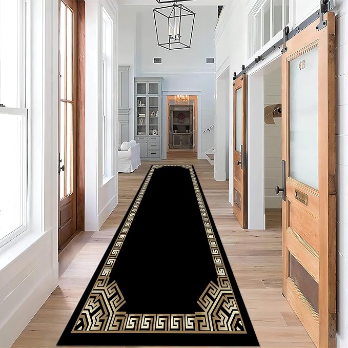 Greek Key Runner Rug for Entryway, Meander Pattern Fade Resistant Home Decor - Image 2