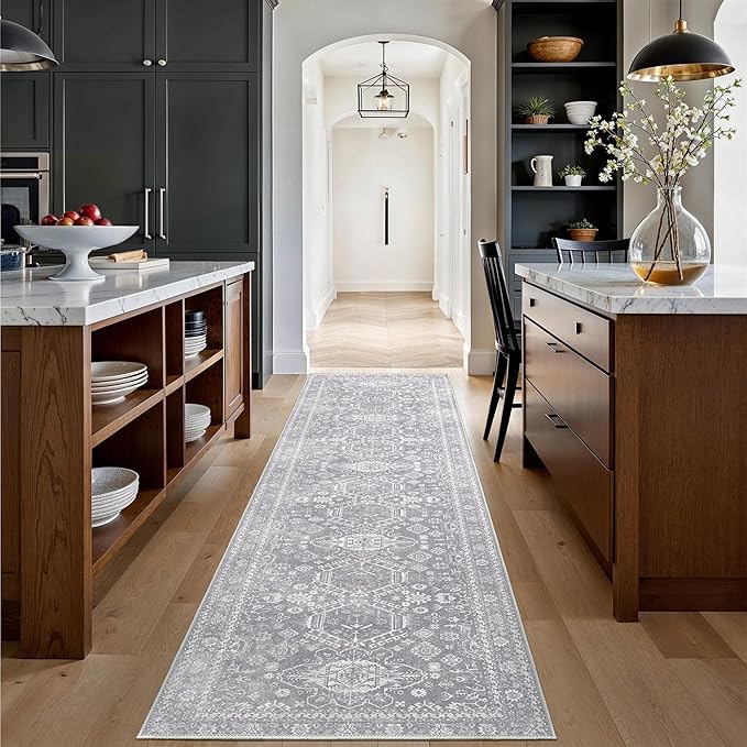 Bavni Washable Runner Rug 2’6”x10, Non Slip Vintage Hallway Runner, Ultra Thin - Image 4
