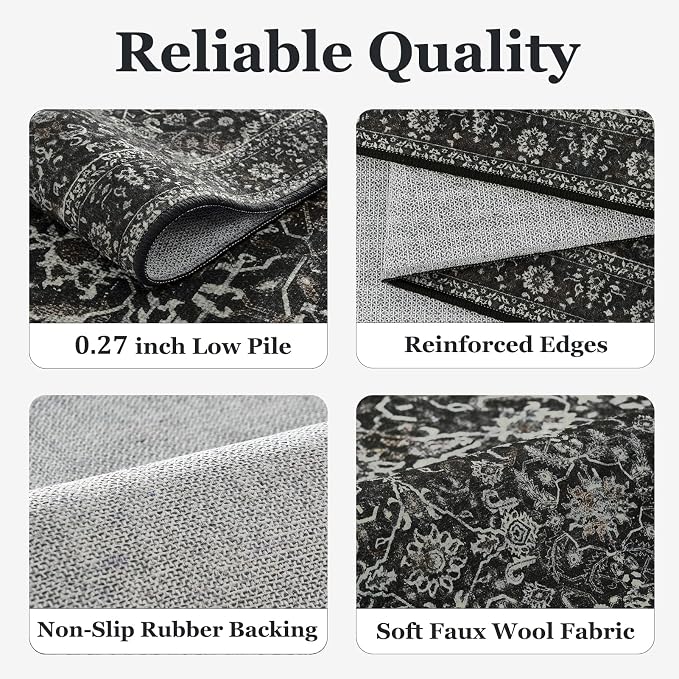 Charcoal Black Entryway Rug Indoor, 2x3 Small Door Rugs - Image 5