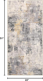 Lahome Modern Abstract Gray Bathroom Runner Rug, 2x4.3 Washable Laundry Room - Image 2