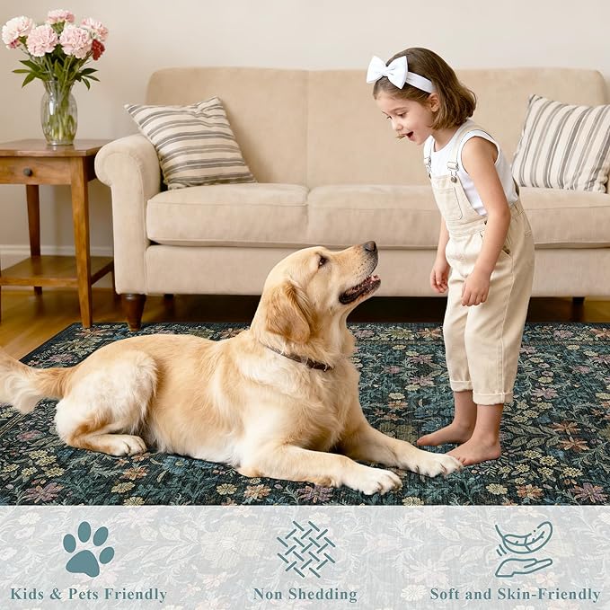 DUKINO 2x5 Washable Runner Rug, Floral Non Slip Bathroom Rugs - Image 3