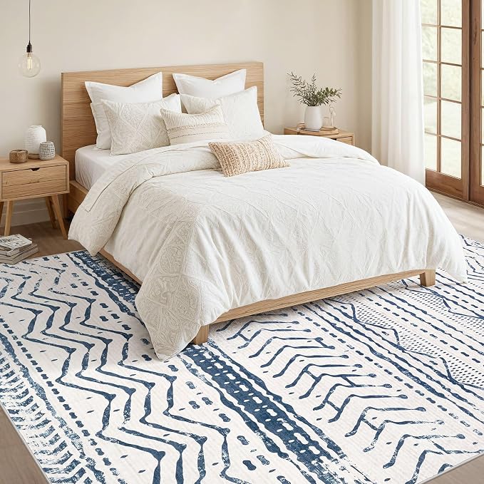 Nakagishi Area Rugs 8x10 Living Room: Washable Boho Large Neutral Soft - Image 5