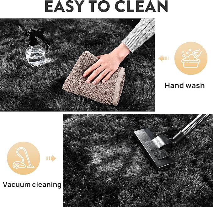 Height Pile 1.4" Plush Rug Shaggy Soft Fluffy Rug Non-Slip Indoor Floor Carpet - Image 4