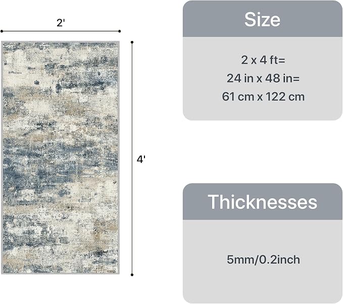 GENIMO 2x4 Entryway Runner Rug, Washable Runners - Image 2