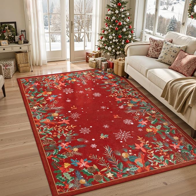 Wonnitar Christmas 5x7 Area Rugs, Non-Slip Soft Bedroom Rug, Washable Low Pile by Wonnitar