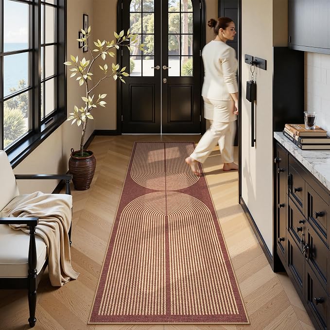 Lahome Modern Rainbow Easy Jute Entryway Runner Rug, Washable Indoor Outdoor - Image 6