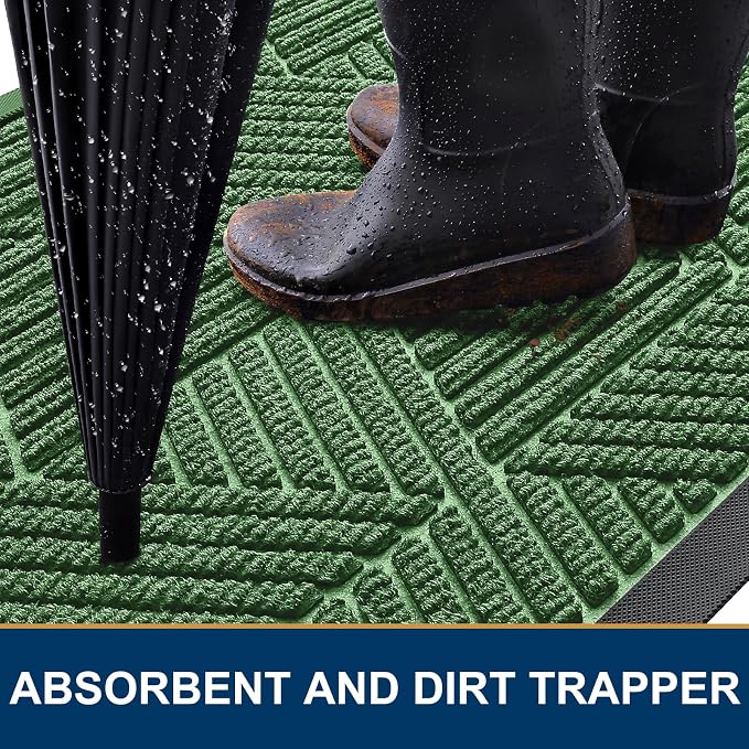 Kitinjoy Front Door Mat Outside Entrance, Sturdy Natural Dirt Trapper, Heavy - Image 3
