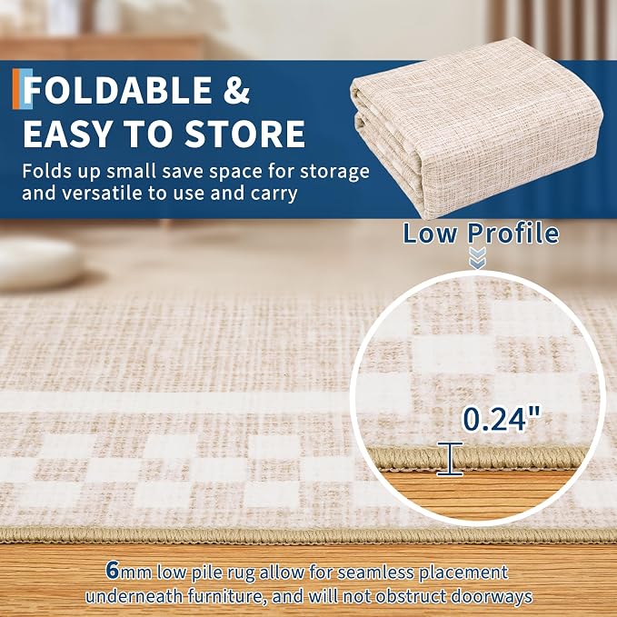 GarveeHome Washable Area Rug 4x6 Small Living Room Rugs Modern Bordered Soft - Image 4