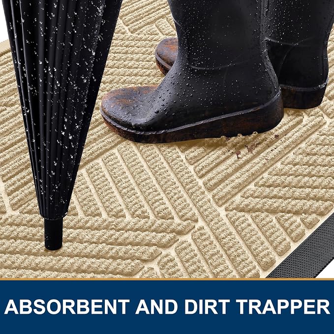 Kitinjoy Front Door Mat Outside Entrance, Sturdy Natural Dirt Trapper, Heavy - Image 3