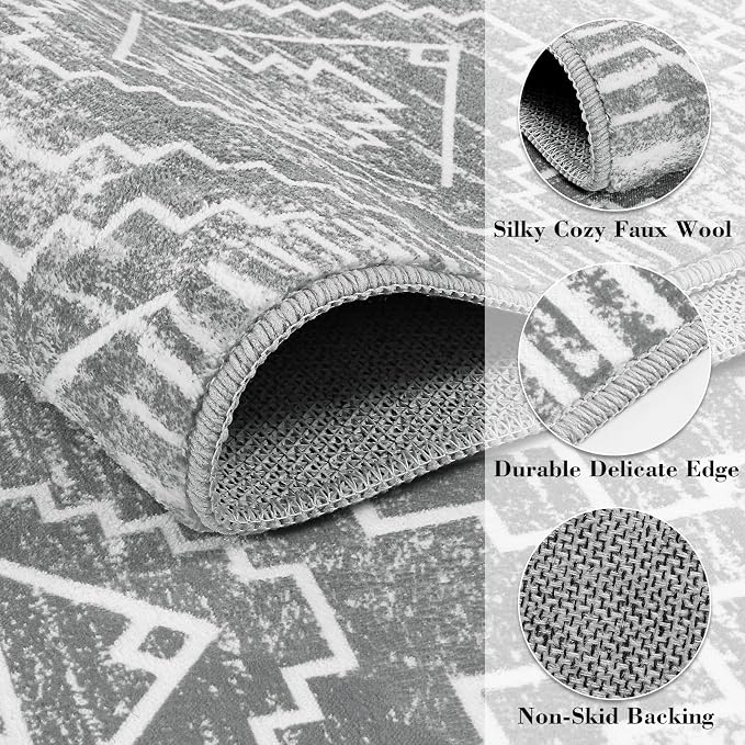 Wonnitar Moroccan Area Rugs 3x5, Non-Slip Boho Small Bedroom Throw Mat - Image 2