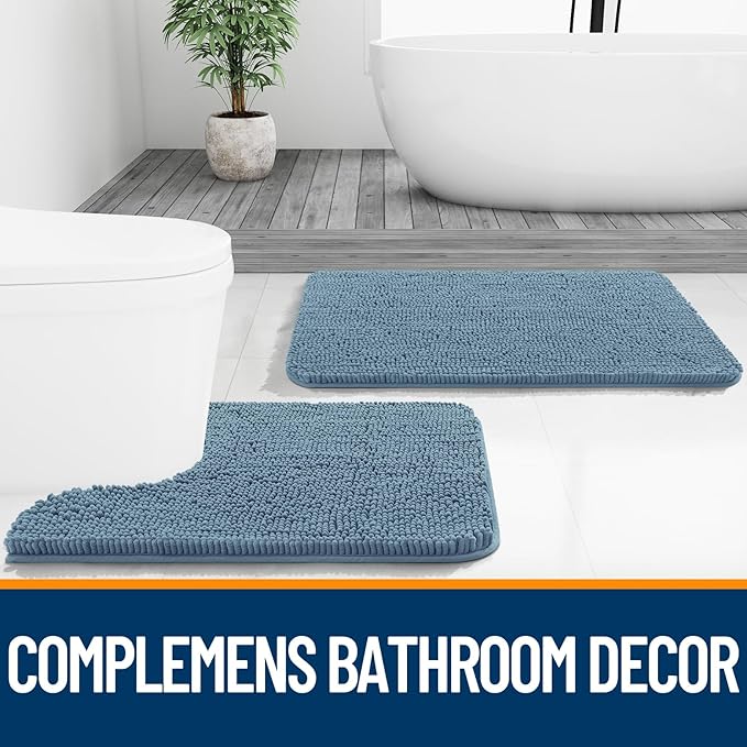OLANLY Bathroom Rugs 59x24, Extra Soft Absorbent Chenille Bath Rugs, Rubber - Image 7
