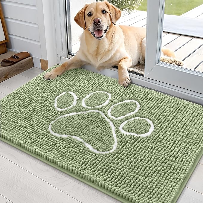 OLANLY Dog Door Mat for Muddy Paws 36x24, Paw Print Design, Absorbs Moisture by OLANLY