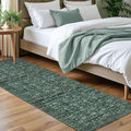 Vintage Floral 2x7 Runner Rug, Dark Green Washable Kitchen Runner Rug Non-Slip by lansny