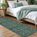 Vintage Floral 2x7 Runner Rug, Dark Green Washable Kitchen Runner Rug Non-Slip by lansny