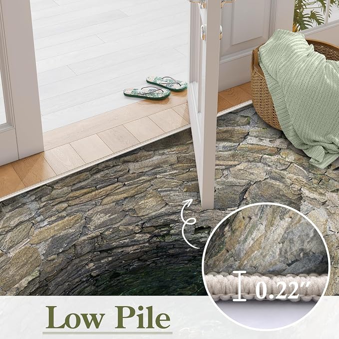 3D Hole Area Rug for Bedroom, Visual Illusion Stone Cave Trap Design Home - Image 6