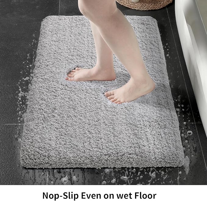 Gray Bathroom Runner Rug 24x70 Non Slip Fluffy Long Bath Mat - Image 4