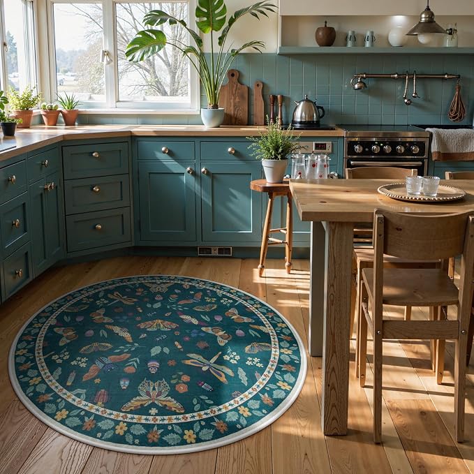 Lahome Insect Washable Round Rugs, Non-Slip Soft Round Rug 4ft Ultra-Thin - Image 2
