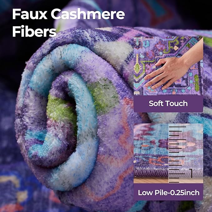 Kokia 9x12 Washable Area Rugs Violet Purple - Image 4
