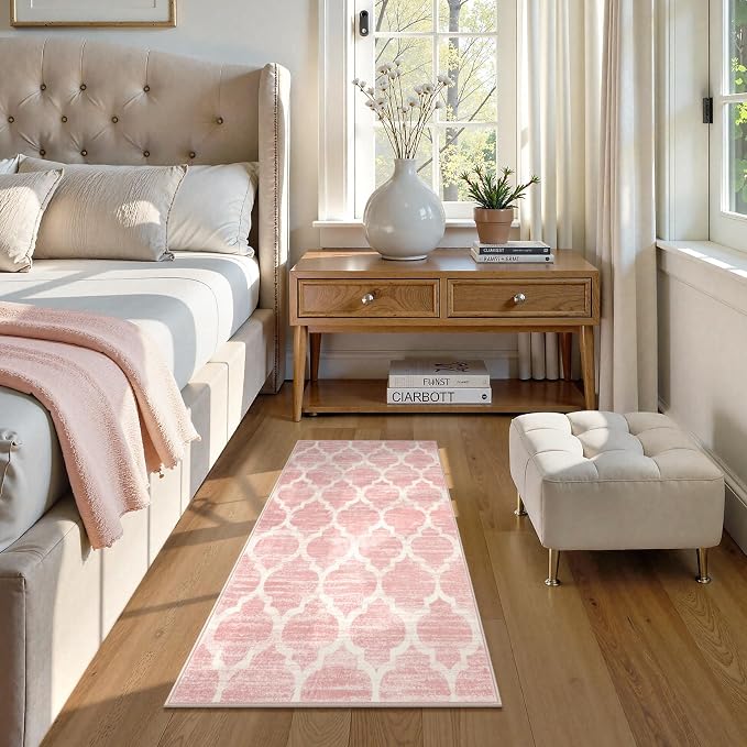 Lahome Moroccan Pink Bathroom Rug - Image 3