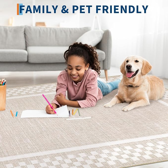 GarveeHome Washable Area Rug 4x6 Small Living Room Rugs Modern Bordered Soft - Image 3