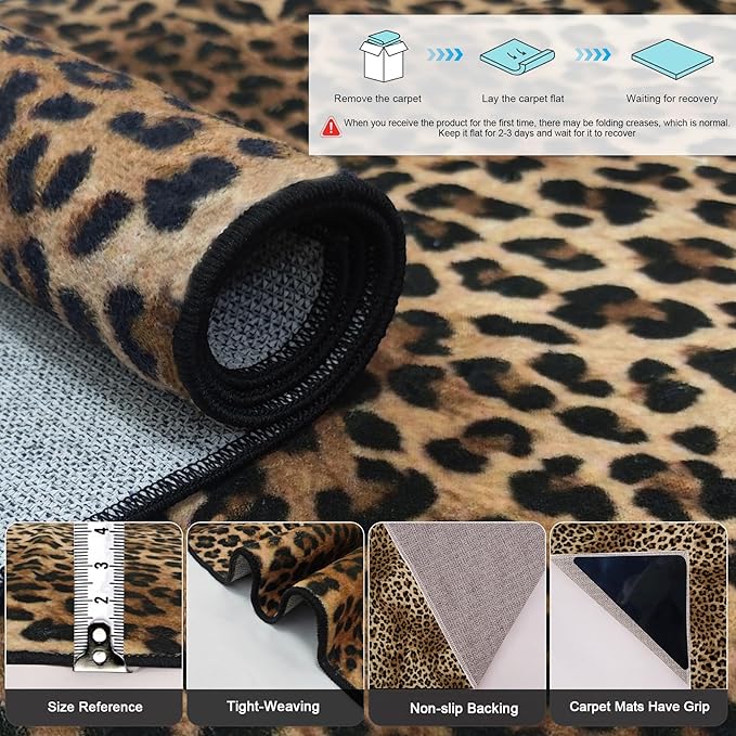 Leopard Rug 3x5 Sexy Modern Print Small Area Rug Washable Kitchen Rugs Non-Slip - Image 3
